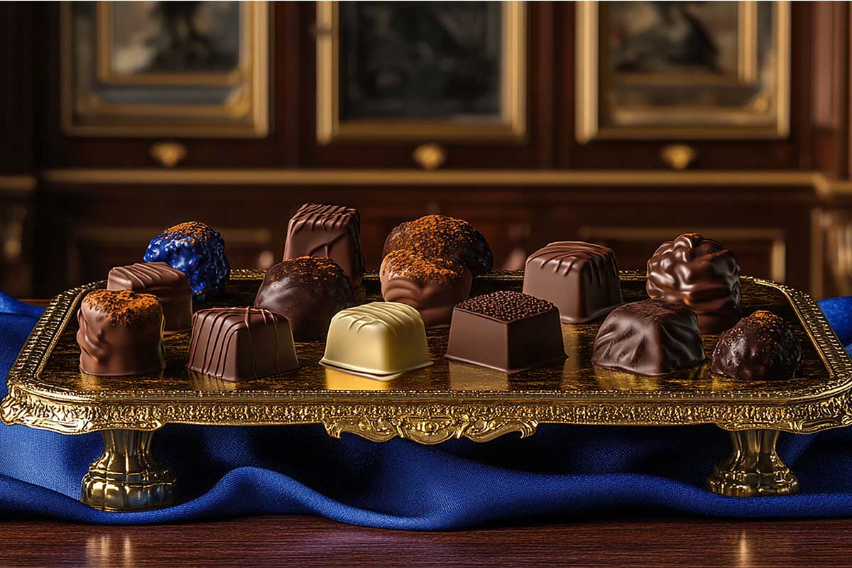 A variety of famous chocolates in Dubai including camel milk chocolate and Patchi chocolates.