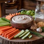 Homemade Texas Roadhouse Ranch Dip served with fresh vegetables and chips.